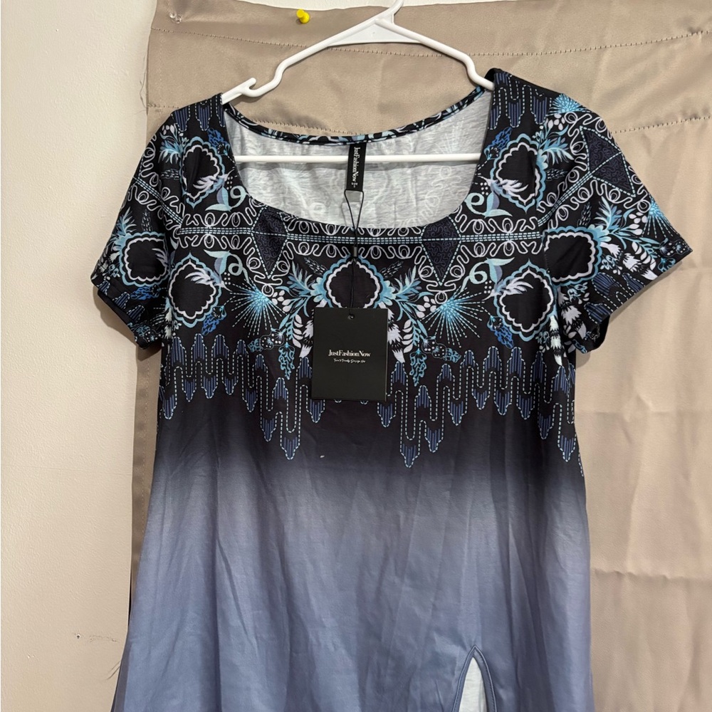 Elegant Women's Blue and Black Blouse